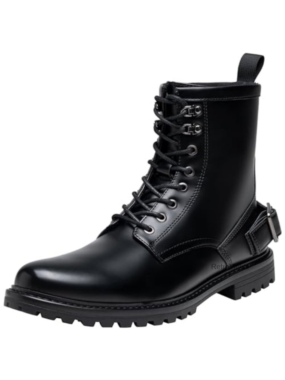 Men's Motorcycle Combat Boots Synthetic Lace-Up Round Toe Casual